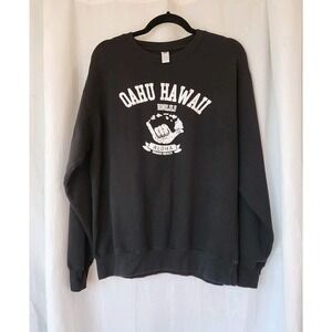 OAHU  Hawaii ALOHA Waikiki Beach‎ crew neck sweatshirts Black Sz Large
